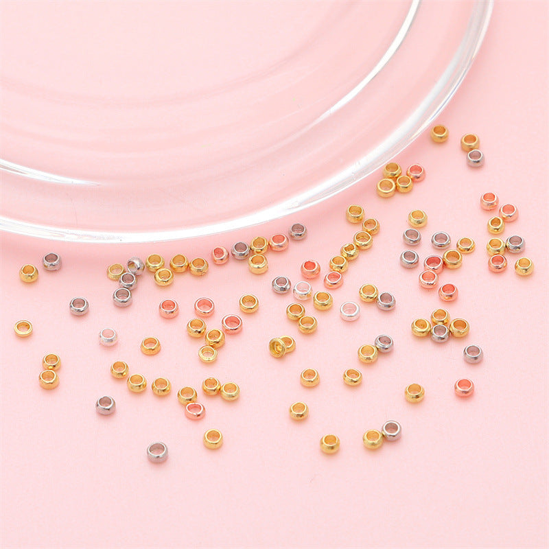 200pcs Crimp Beads Positioning Beads Mini Spacer Beads for Jewelry Bracelet Making Silver & Gold