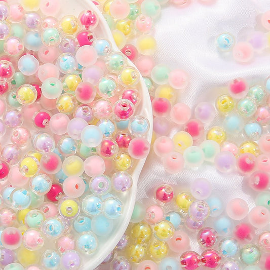 8mm Acrylic Round Beads, Colorful Assorted Plastic Pastel Beads Circle Shape Cute Loose Beads Bulk for Bracelets Jewelry Making DIY Crafts Necklace