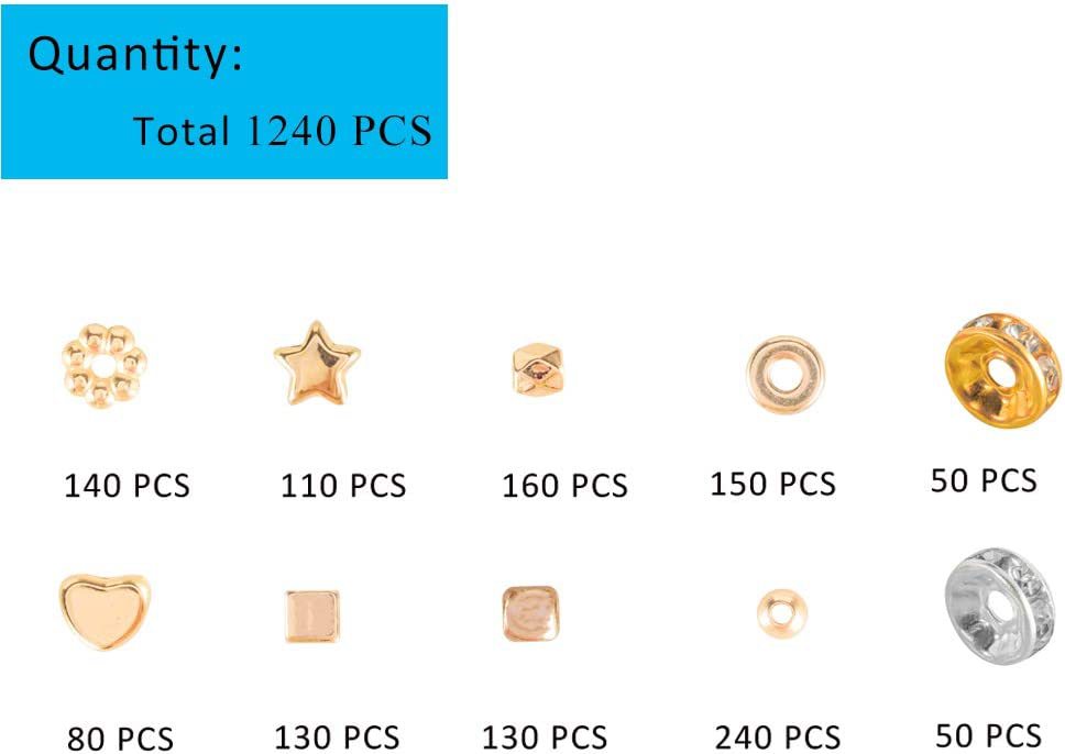 CCB Beads 1240 Pcs 1 Boxes Bracelet Making Kit - 10 Colors Beads for Bracelet Making - Jewelry Making kit with Gift Pack for Adults