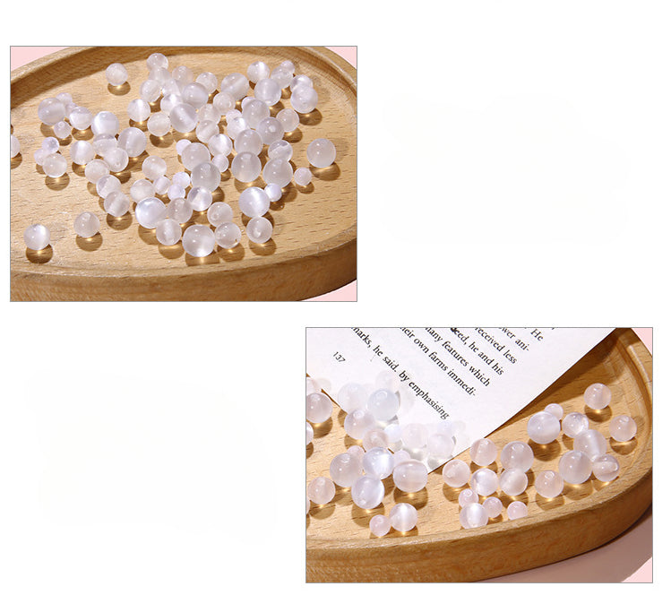 Resin Imitation Cat's Eye Beads White Resin Round Beads Handmade DIY Earrings Jewelry Bracelet Accessories Material