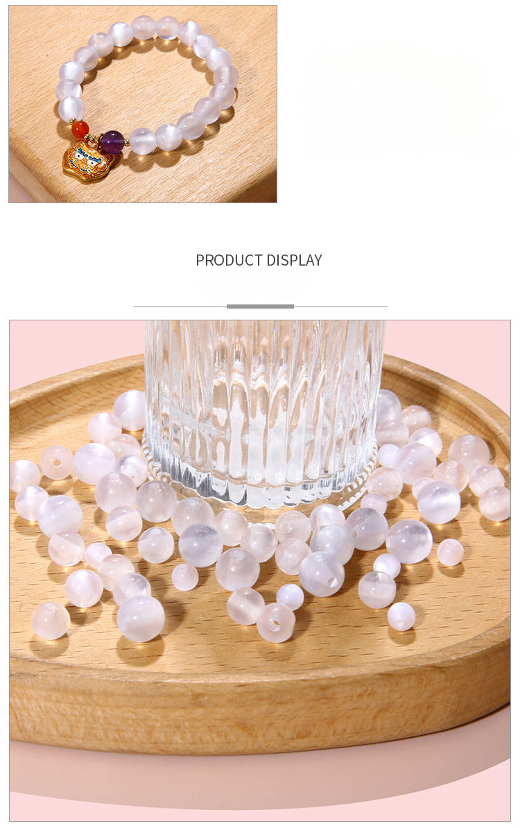Resin Imitation Cat's Eye Beads White Resin Round Beads Handmade DIY Earrings Jewelry Bracelet Accessories Material