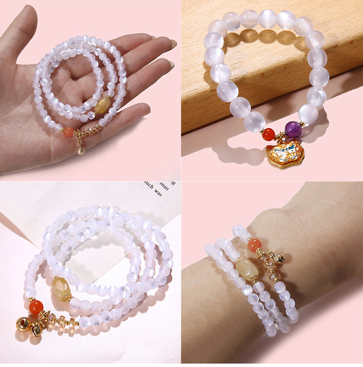 Resin Imitation Cat's Eye Beads White Resin Round Beads Handmade DIY Earrings Jewelry Bracelet Accessories Material