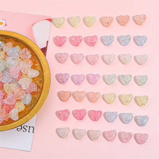 Acrylic Heart Beads, Colorful Assorted Plastic Pastel Beads Heart Shape Cute Loose Beads Bulk for Bracelets Jewelry Making DIY Crafts Necklace