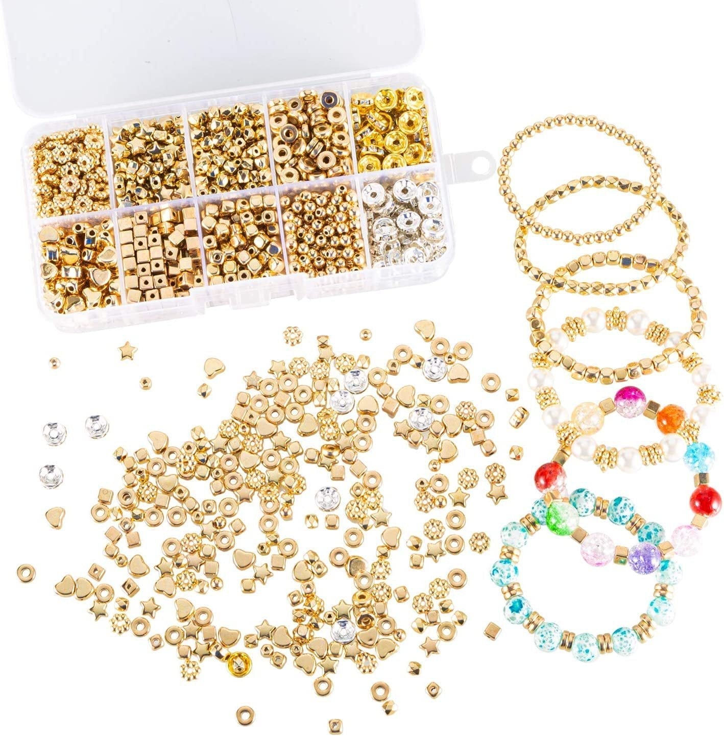 CCB Beads 1240 Pcs 1 Boxes Bracelet Making Kit - 10 Colors Beads for Bracelet Making - Jewelry Making kit with Gift Pack for Adults