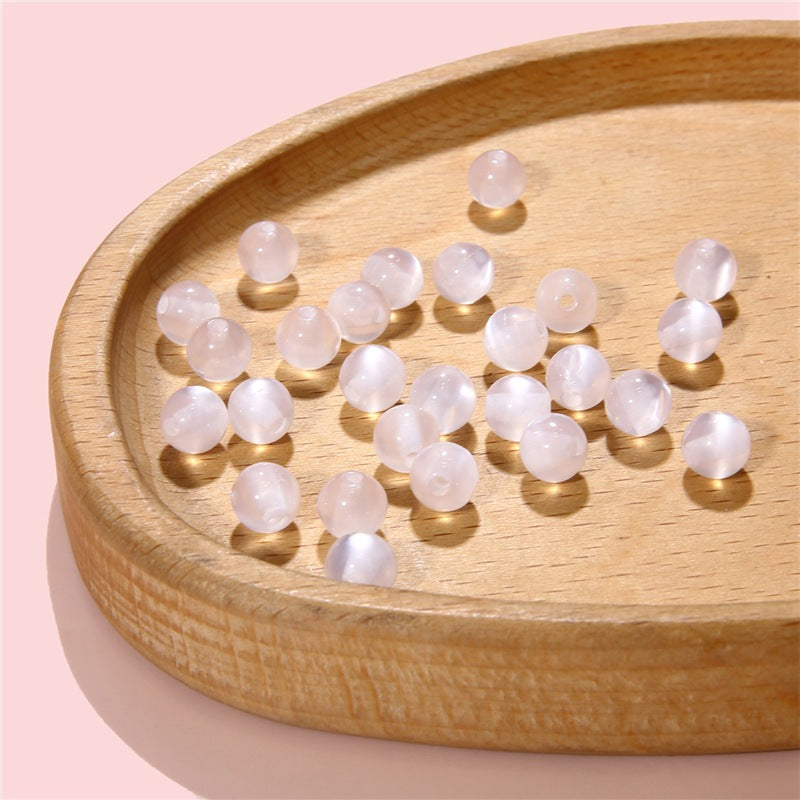 Resin Imitation Cat's Eye Beads White Resin Round Beads Handmade DIY Earrings Jewelry Bracelet Accessories Material
