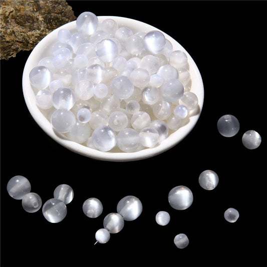 Resin Imitation Cat's Eye Beads White Resin Round Beads Handmade DIY Earrings Jewelry Bracelet Accessories Material