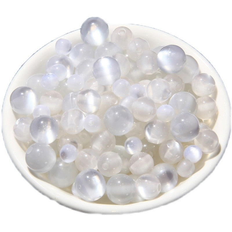 Resin Imitation Cat's Eye Beads White Resin Round Beads Handmade DIY Earrings Jewelry Bracelet Accessories Material