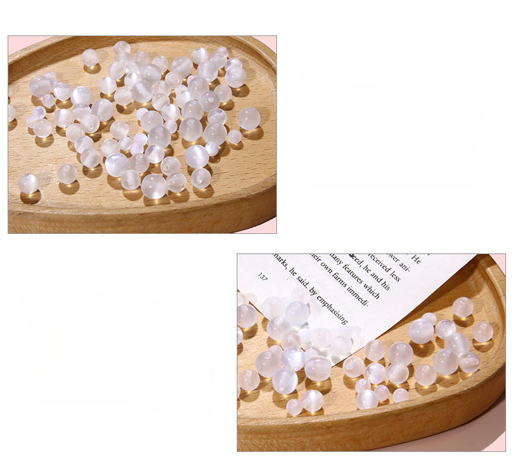 Resin Imitation Cat's Eye Beads White Resin Round Beads Handmade DIY Earrings Jewelry Bracelet Accessories Material