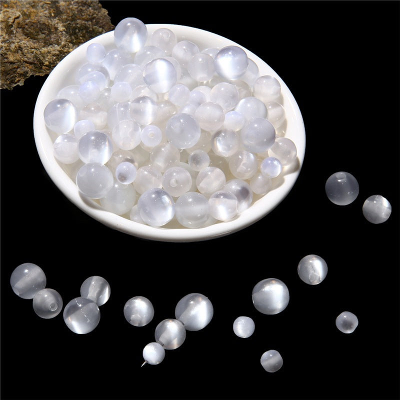 Resin Imitation Cat's Eye Beads White Resin Round Beads Handmade DIY Earrings Jewelry Bracelet Accessories Material